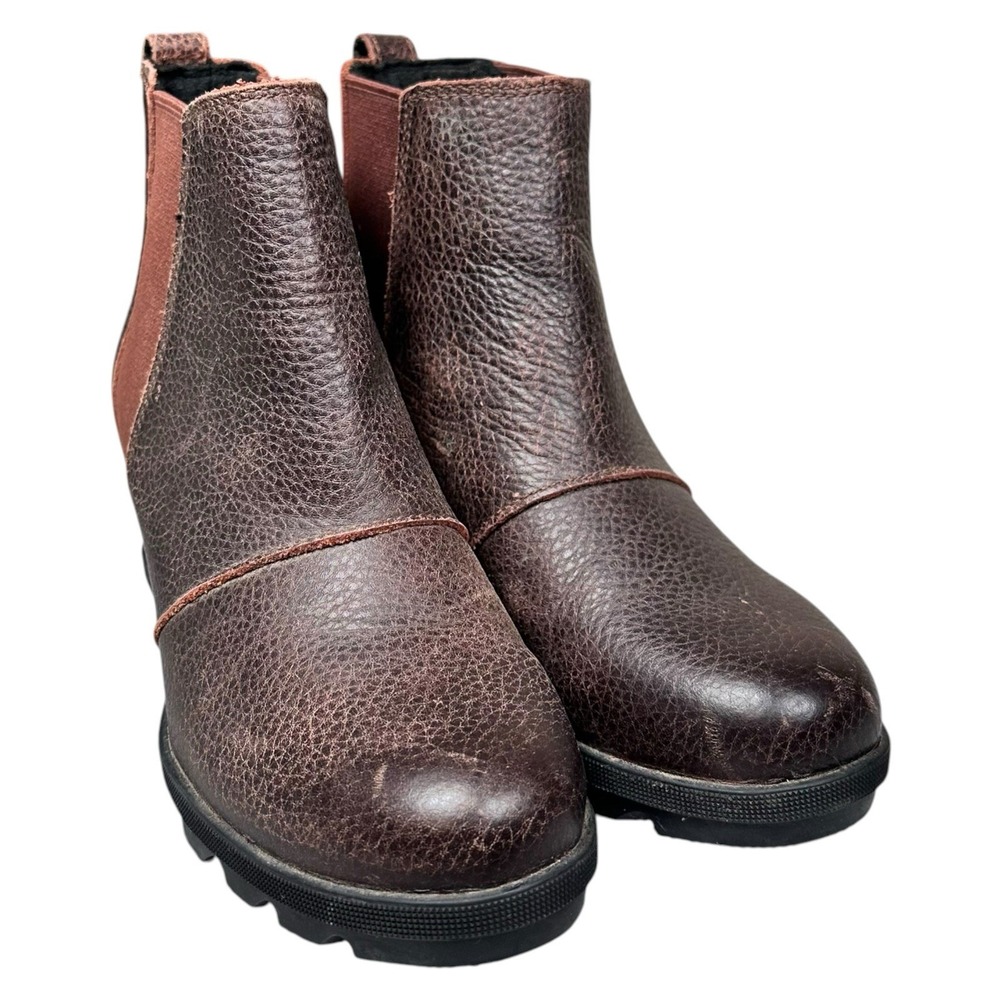 Sorel Joan of Arctic Wedge II Brown Burro Bootie Women's Size 8 Pull-on Chelsea